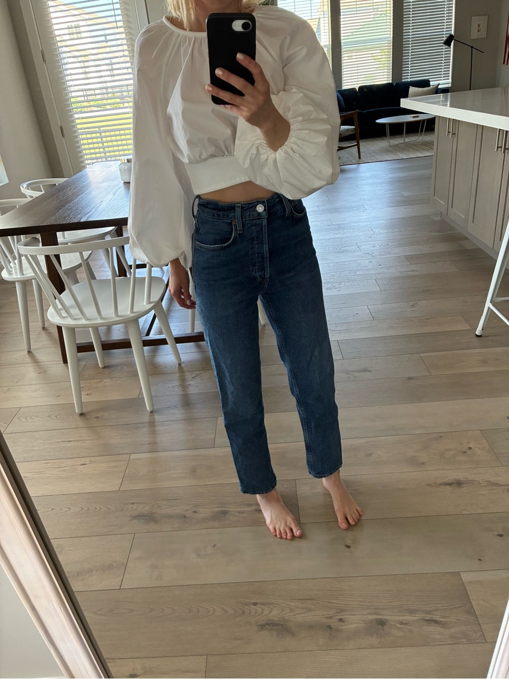 Agolde 90’s PINCH  High-Rise Straight Jeans in Dark Blue Wash
